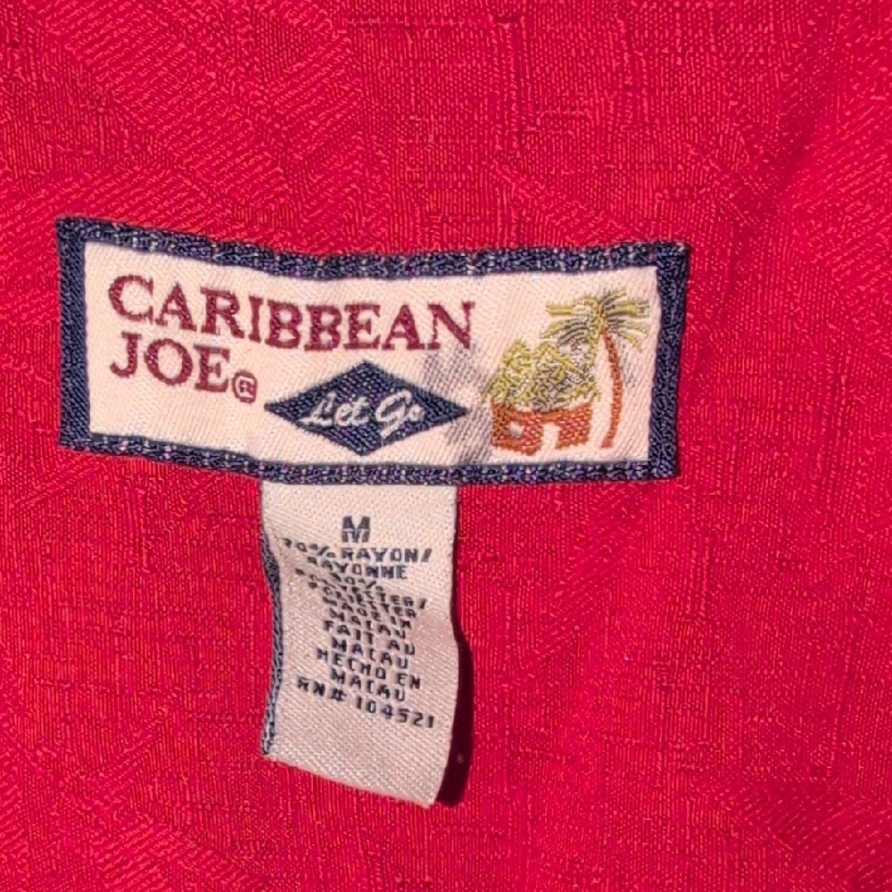 Caribbean Joe Red Casual Button Down Shirt - Picture 2 of 3